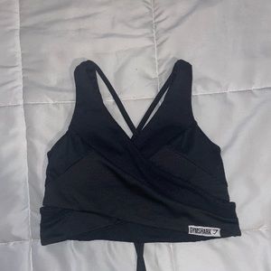 Gymshark crossed sports bra in black ( size medium)